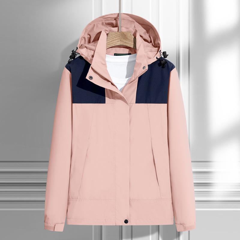 マウンテンパーカー 男性用 & 女性用 撥水 防風 フード付き ジャケット アウトドア 登山ウェア 大きいサイズ 黒 グレー カーキグリーン ピンク系 アイボリー