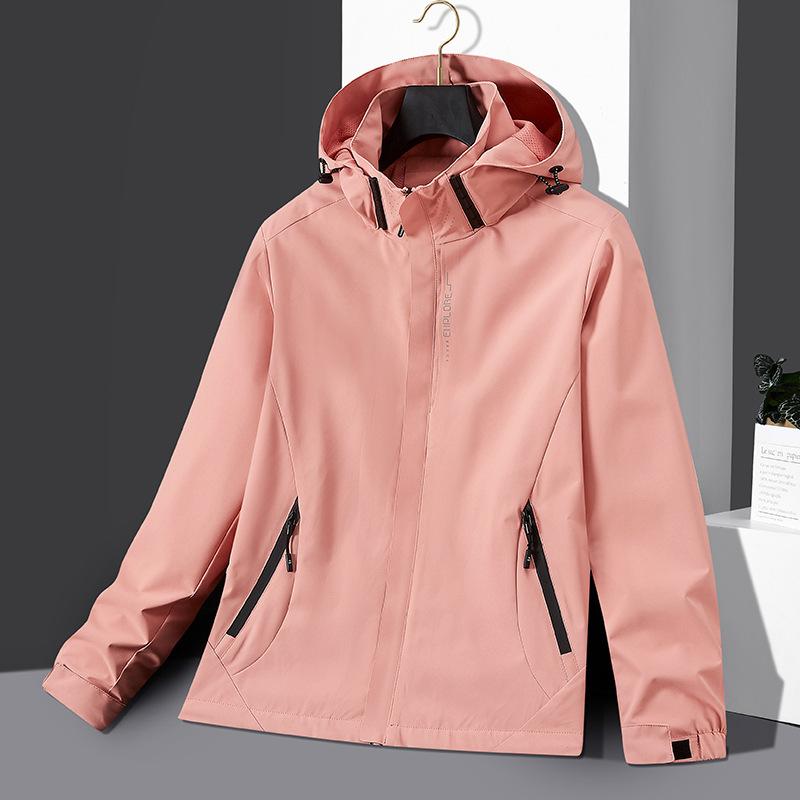 マウンテンパーカー 春秋 薄手 防水 防風 登山服 ジャケット 男性用 女性用 ペア 普段使い アウトドアウェア ポリエステル 無地 ブラック レッド ネイビー アイボリー グレー ピンク グリーン M L XL 2XL 3XL 4XL 5XL