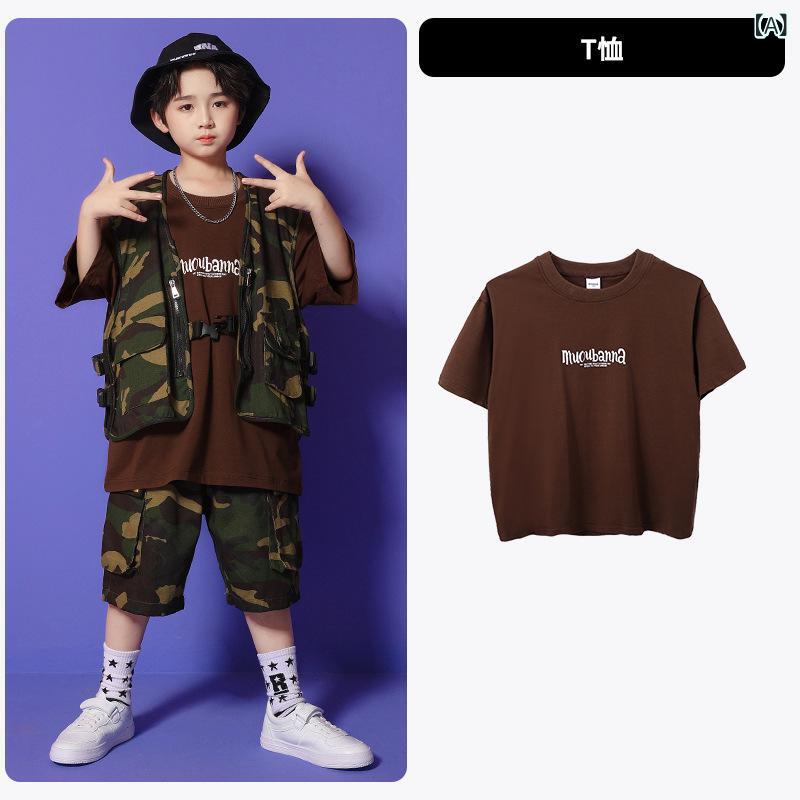 子供服 ダンス衣装 ヒップホップ セットアップ 男の子 迷彩柄 ミリタリー ハーフパンツ 女の子 ストリートダンス 練習着 レッスン着 綿