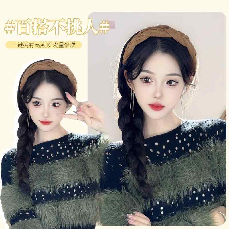 ウィッグ レディース 女性用 ロング カール ヘアバンド 一体型 ニット 新型 ハーフ カバー 全頭 高温? 巻き髪 ストレート 棕色 黒色