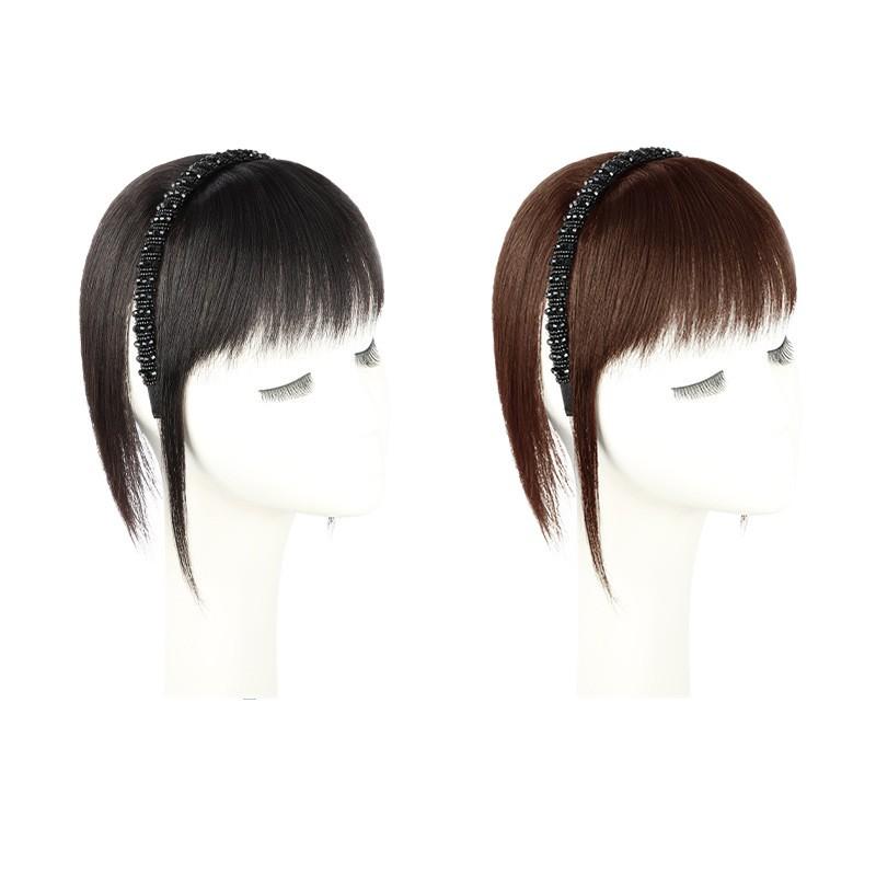 ヘアアクセサリー レディース 前髪ウィッグ 自然 黒髪 茶髪 エクステ イメチェン ヘアバンド 付け毛 部分ウィッグ