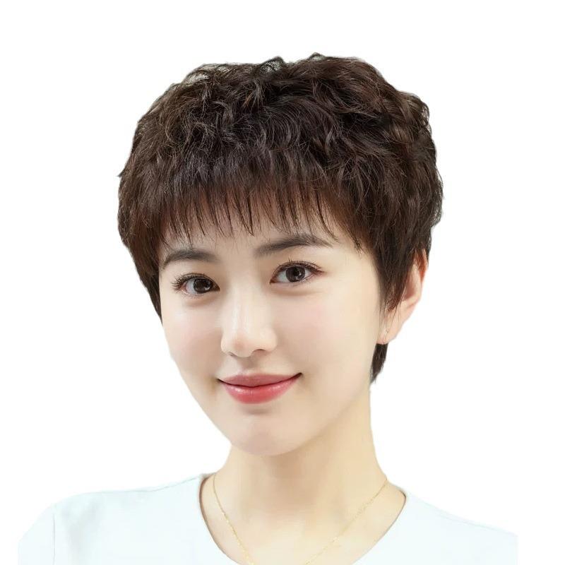 ウィッグ レディース 女性用 ショート 自然 黒髪 茶髪 部分ウィッグ カール 通気性 軽量 ミセス 薄毛 隠し 白髪隠し 普段使い お出かけ