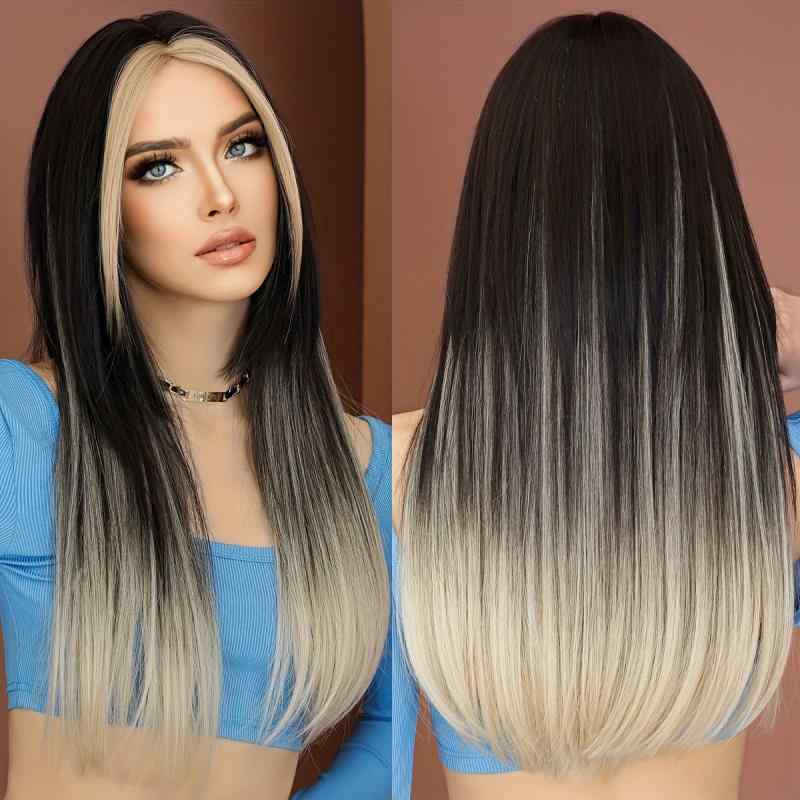 ウィッグ レディース グラデーション ティーゴールド レイヤー ロングストレート インナーカラー ファイバー製 手植え ヘアスタイル コスプレ