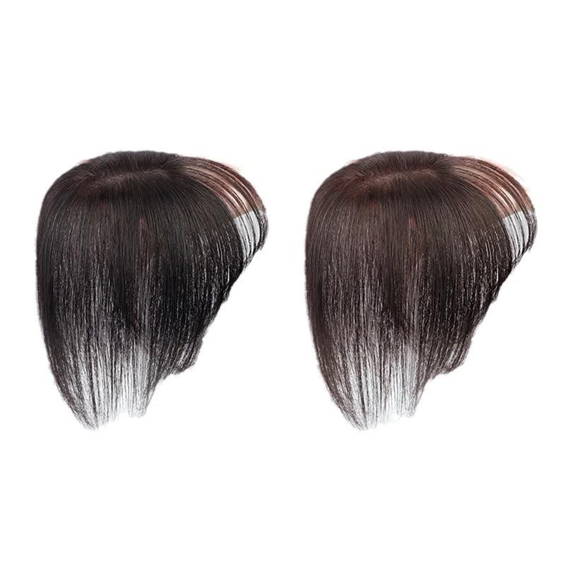 ヘアピース レディース 前髪付き 真人ヘア 人毛100% 通気性 薄型 軽量 部分ウィッグ 女性用 かつら ヘアトップ カバー 8*10cm 自然色 モカブラウン 八の字分け 法式スタイル