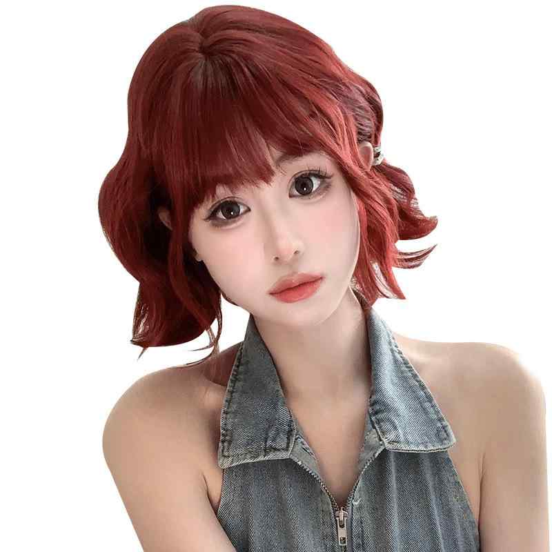 ウィッグ レディース ロリータ ショート ボブ 樹莓色 フルウィッグ 耐熱 高温? 小顔効果 かわいい