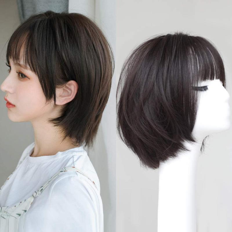 ウィッグ レディース ショートヘア フルウィッグ 前髪 ふんわり ボブ イメチェン 個性的 ブラウン ブラック 普段使い