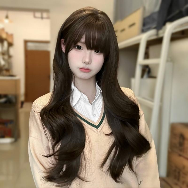 ウィッグ レディース 冷棕色 大波 ウェーブ ロング巻き髪 かわいい ロリータ フルウィッグ ヘアスタイルチェンジ 簡単着用 イメチェン