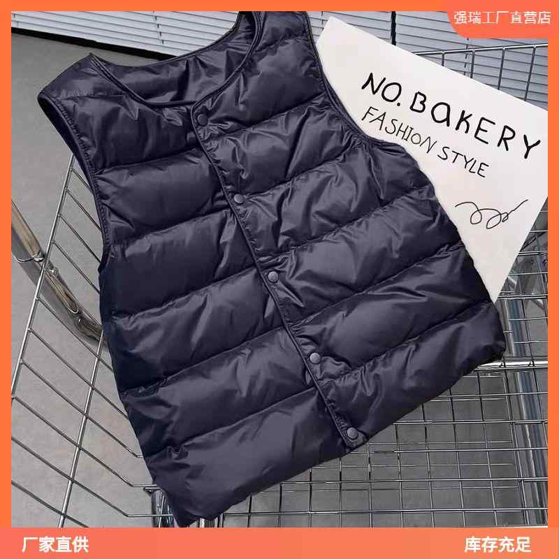 子供用 ダウンベスト 男の子 女の子 ベビー ベスト 白ダックダウン 秋冬 防寒 チョッキ 重ね着 厚手 アウター インナー 110 120 130 140 150 160 170 180 ブラック