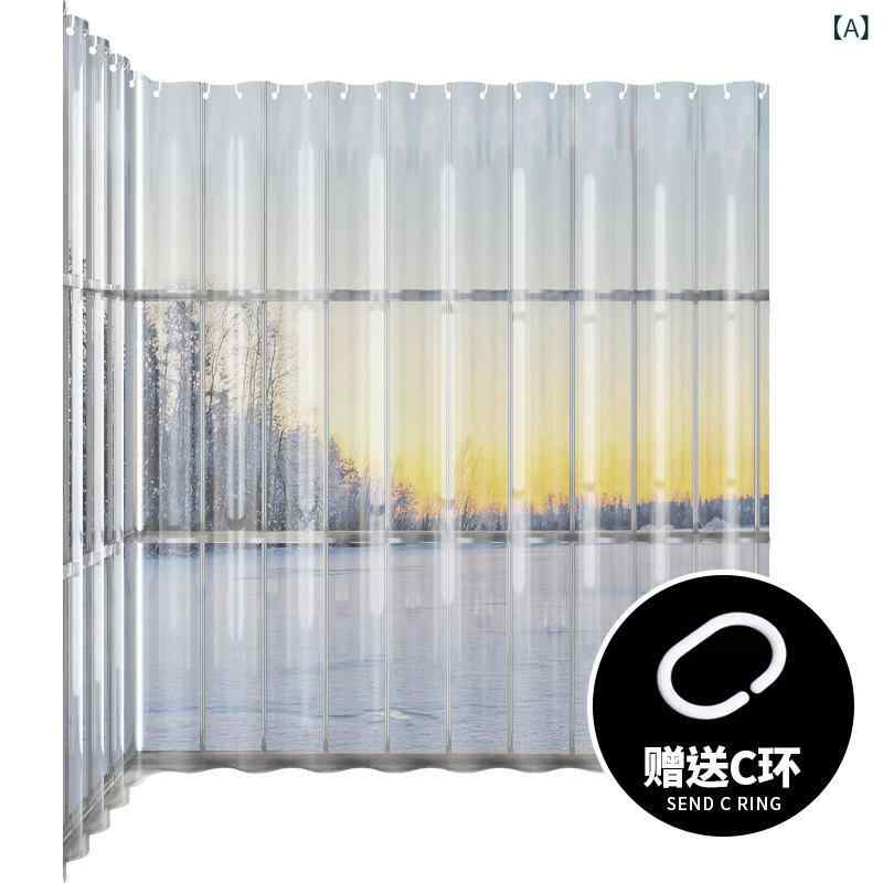 窓用カーテン 透明PVC 防塵 防風 涼亭 ベランダ 簡易 防雨 軟質プラスチック 間仕切り Cリング ハトメ