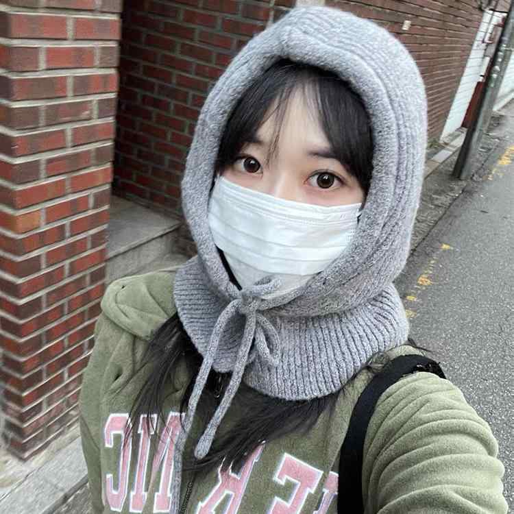 バラクラバ レディース ニット帽 ネックウォーマー 一体型 帽子 秋冬 防寒 保温 防風 暖かい かわいい ブラック グレー ベージュ ピンク系2