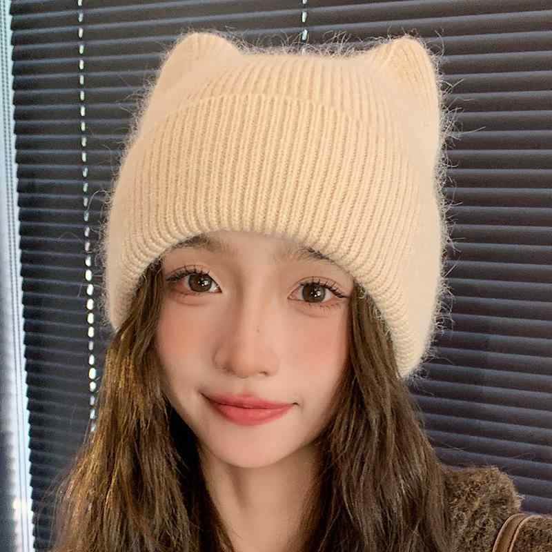 帽子 レディース ニット帽 秋冬 防寒 保温 暖かい かわいい 小顔効果 韓国 ビーニー protection イヤーマフ 兔毛 ニット2