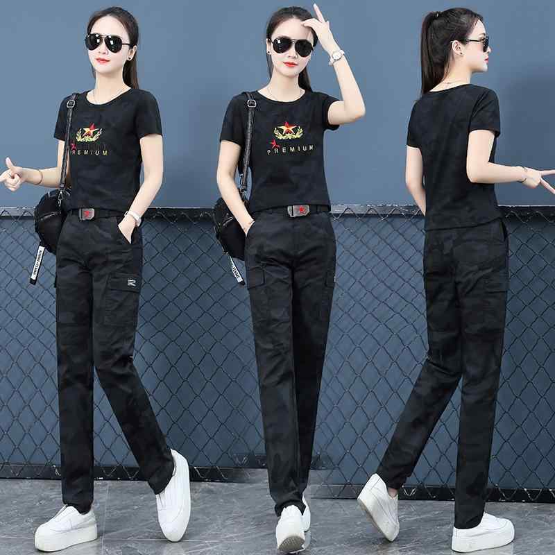 Tシャツ レディース 半袖 迷彩柄パンツ セットアップ 春夏 薄手 ラウンドネック 水兵舞 ダンス 練習着 レッスン着 部屋着 ルームウェア2 4,979円