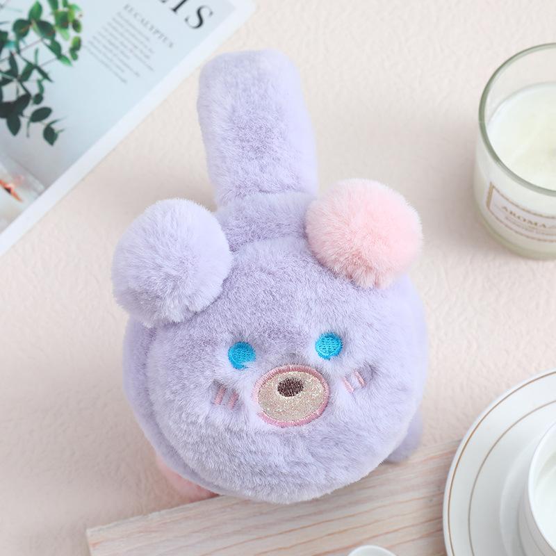 イヤーマフ レディース 秋冬 かわいい 折りたたみ式 うさぎ耳 フェイクファー あったか イヤーウォーマー メンズ 男女兼用 防寒 パープル ホワイト ピンク グレー ブラウン2