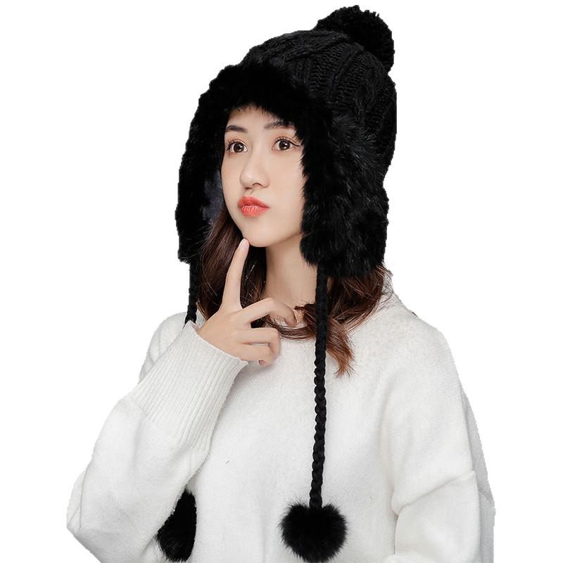 帽子 レディース 秋冬 防寒 ニット帽 耳当て付き ファー風 ボンボン 暖かい かわいい 韓国 ブラック ホワイト グレー ベージュ2