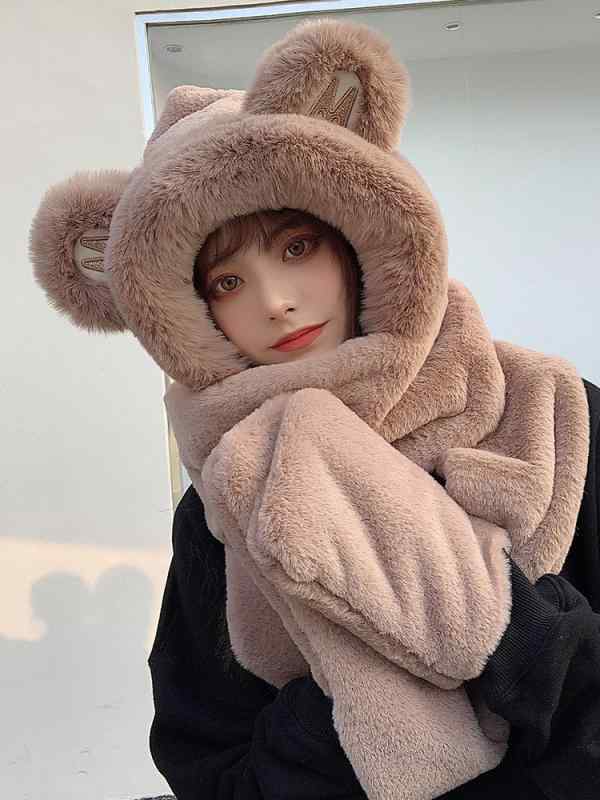 帽子 レディース 秋冬 かわいい ニット帽 マフラー 手袋 3点セット あったか 防寒 ふわふわ もこもこ 旅行2