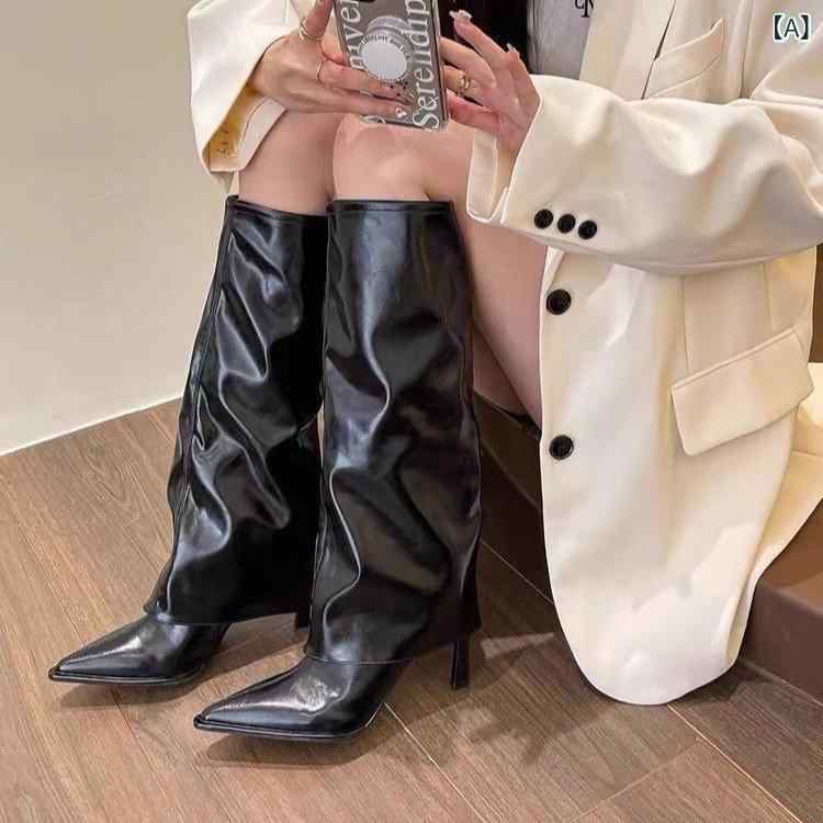 ブーツ レディース 韓国風 ポインテッドトゥ ピンヒール ロングブーツ 秋冬 新作 騎士ブーツ サイドジップ ファッションブーツ