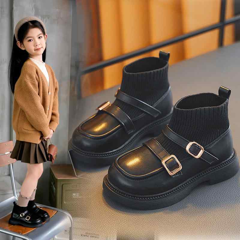 子供 靴下付きブーツ 女の子 ショートブーツ レザー ブラック ブラウン ソックスシューズ 厚底 滑り止め 春秋 プリンセススタイル 1歳 2歳 3歳 4歳 5歳 6歳 7歳 8歳 9歳 10歳 11歳 12歳
