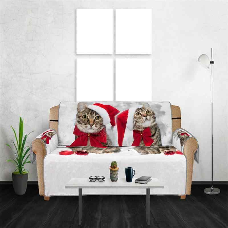 ソファカバー ソファパッド ポリエステル 猫柄 クリスマス柄 3Dデジタルプリント 1人掛け 2人掛け 3人掛け