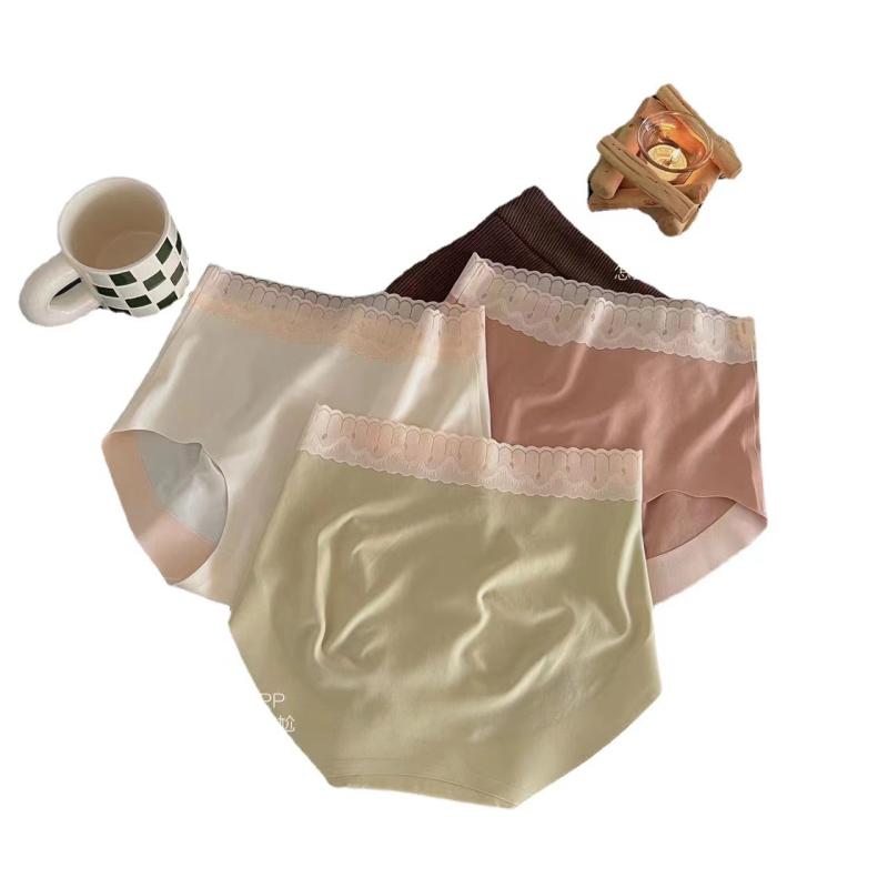 パンツ レディース 女性用 中 waist 快適 無縫製 シームレス ショーツ 高通気性 ストレッチ 伸縮性 アンダーウェア インナー ウェア ブラック ベージュ グレー グリーン ブルー2