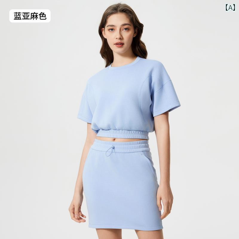ヨガウェア レディース トップス 半袖 スポーツTシャツ 接触冷感 吸湿速乾 トレーニング ランニング フィットネス ウェア 短丈 へそ出し Tシャツ ブルー リネン風 ビタミンカラー ピンク グレー オフホワイト ブラック