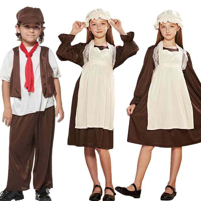 子供用コスチューム ハロウィン ヴィクトリアン メイド服 民族衣装 男の子 女の子 新聞売り 演出 舞台 劇