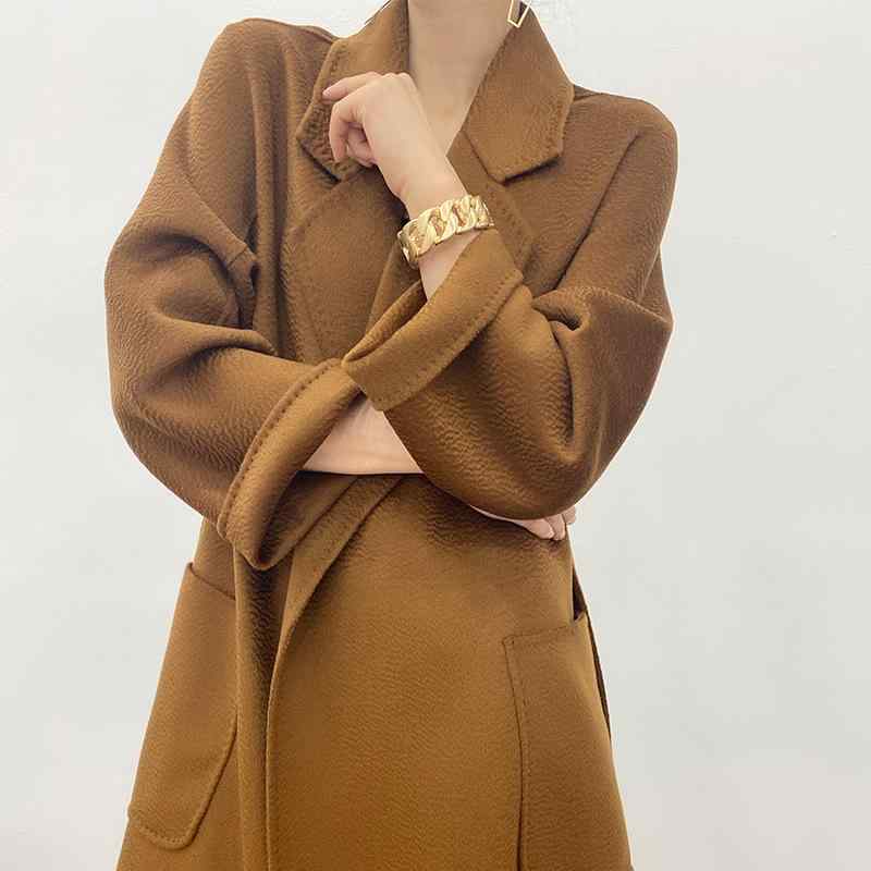コート レディース ウール ロング丈 秋冬物 ダブルフェイス仕立て ラップスタイル 通勤 きれいめ 上品 S M L キャラメル色 赤 デニムブルー エメラルド 南瓜色 ブラック ロイヤルブルー ラベンダー 桜色 生姜色 オレンジ キャメル オフホワイト｜ブリルビ