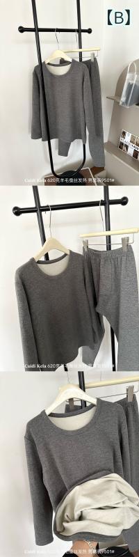 メンズ 肌付き 上下仕掛ける 成人男性用 毛糸  混紡 保温 肌付き 長袖 プルオーバー レギンス スパッツ あったか 生あたたかい 冷ややかさ打つ手 無地 秋冬2