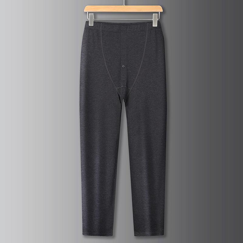 メンズ 大きいサイズ 保温インナー 上下セット 長袖 Tシャツ & パンツ 男性用 スポーツウェア 綿混紡 秋物 黒 グレー
