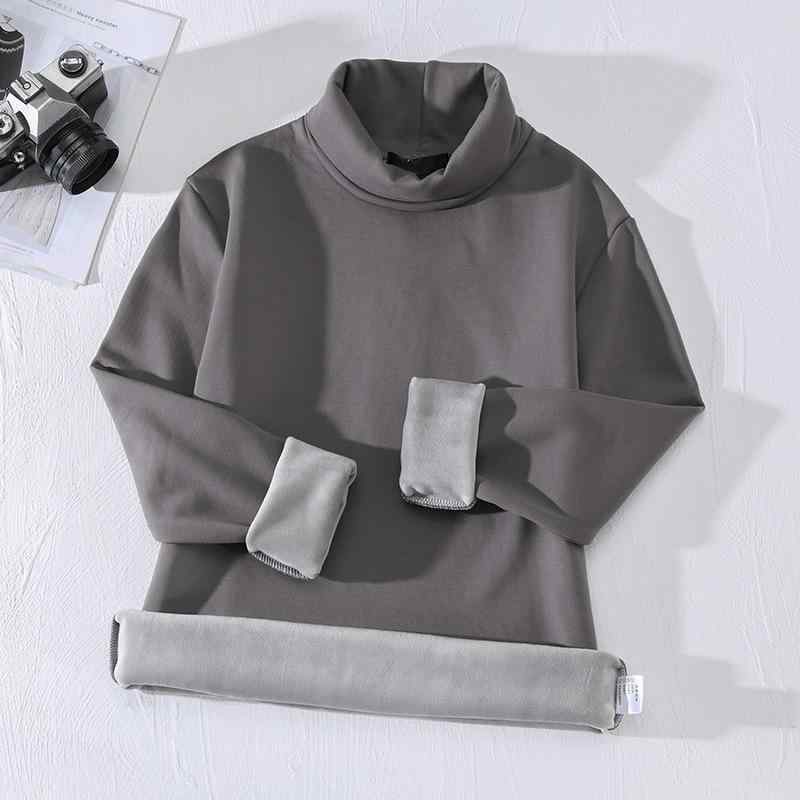 Tシャツ メンズ 男性用 秋冬 無地 ハイネック カットソー 厚手 裏起毛 スリム 長袖 インナー 綿 カーキ色 グリーン ブラック オフホワイト グレー アプリコット レッド2