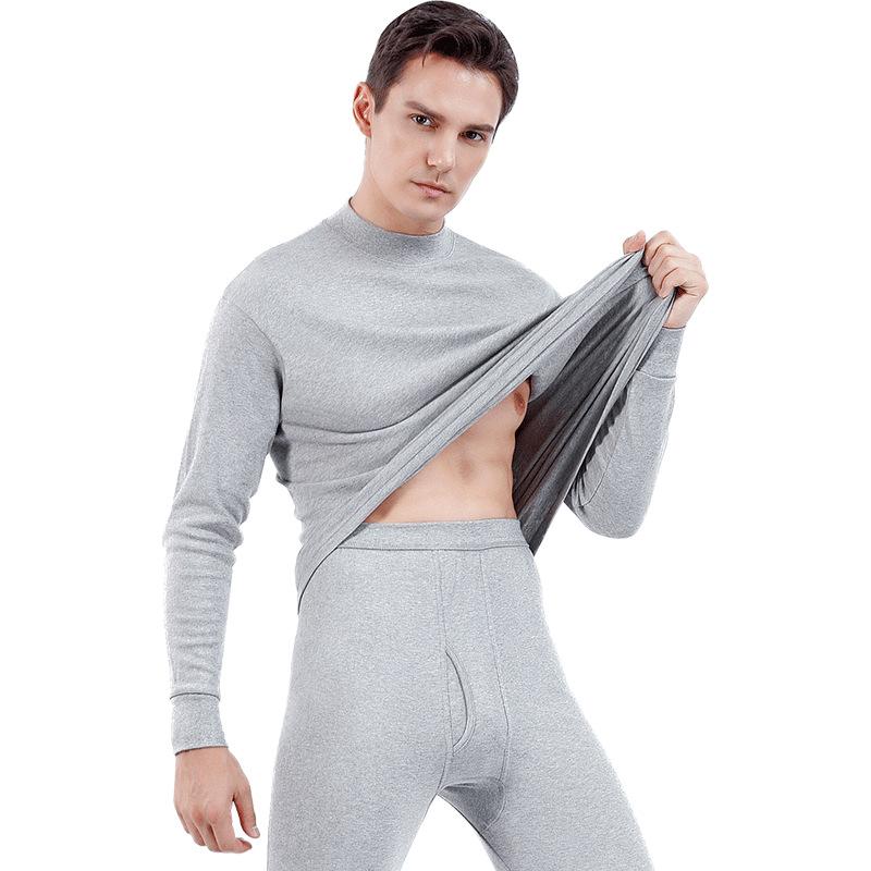 メンズ 肌着 トップス ボトムス 上下セット 男性用 綿100% コットン インナー 長袖Tシャツ ロンT カットソー パジャマ 部屋着 ルームウェア ブラック 黒 グレー ネイビー 紺 ワインレッド 大きいサイズ