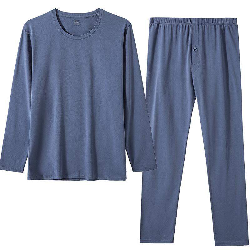 インナー メンズ 男性用 上下セット 綿100% 長袖 あったか 保温 肌着 Tシャツ カットソー パジャマ 部屋着 大きいサイズ グレー ブルー レッド ブラック ホワイト