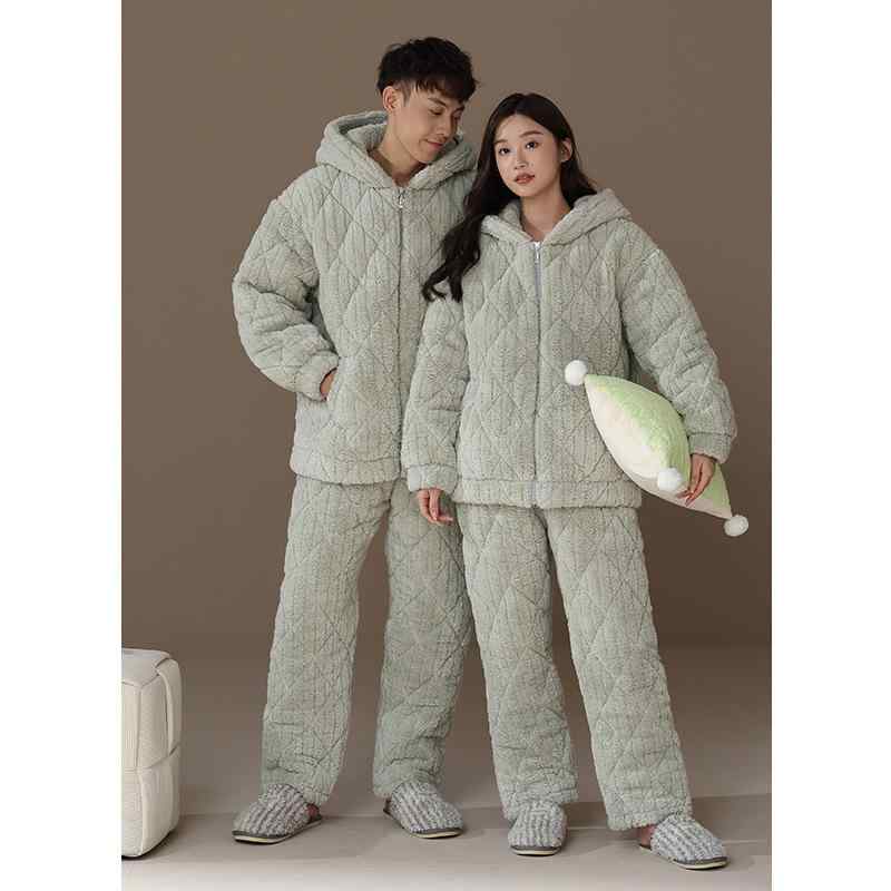 パジャマ レディース メンズ 冬 厚手 三層 珊瑚マイヤー あったか 上下セット 部屋着 ルームウェア 寝巻き ポリエステル 長袖 長ズボン ゆったり|ブリルビ