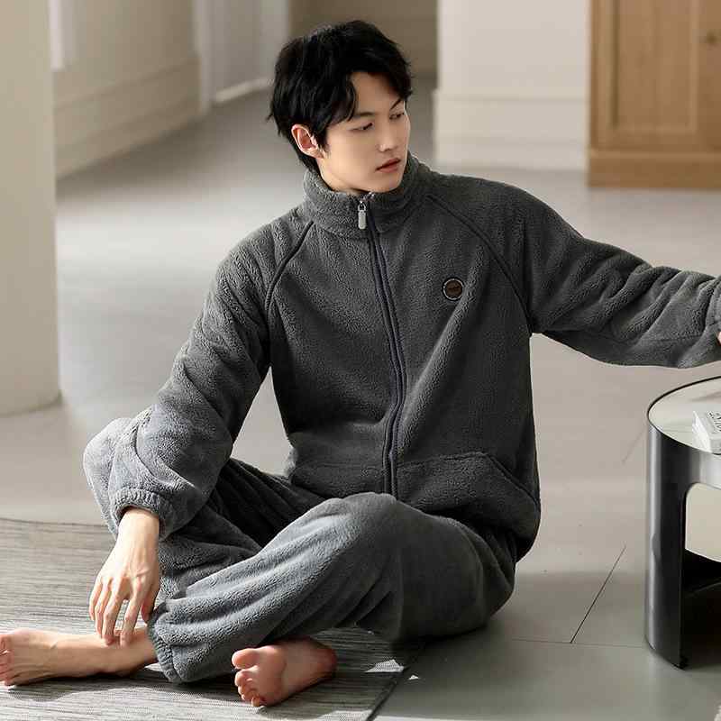 パジャマ メンズ 成人男性用 冬用 生あたたかい 朦々たる 綿ネル 上下仕かける 途轍も無い大きさ 長袖 長ズボン 御部屋御召しもの 御部屋着 寝巻き 伸び伸びする御召しもの あったか 好いたらしい 秋冬 ポリエステル 炭色 黒 赤銅色 緑 薄墨色2