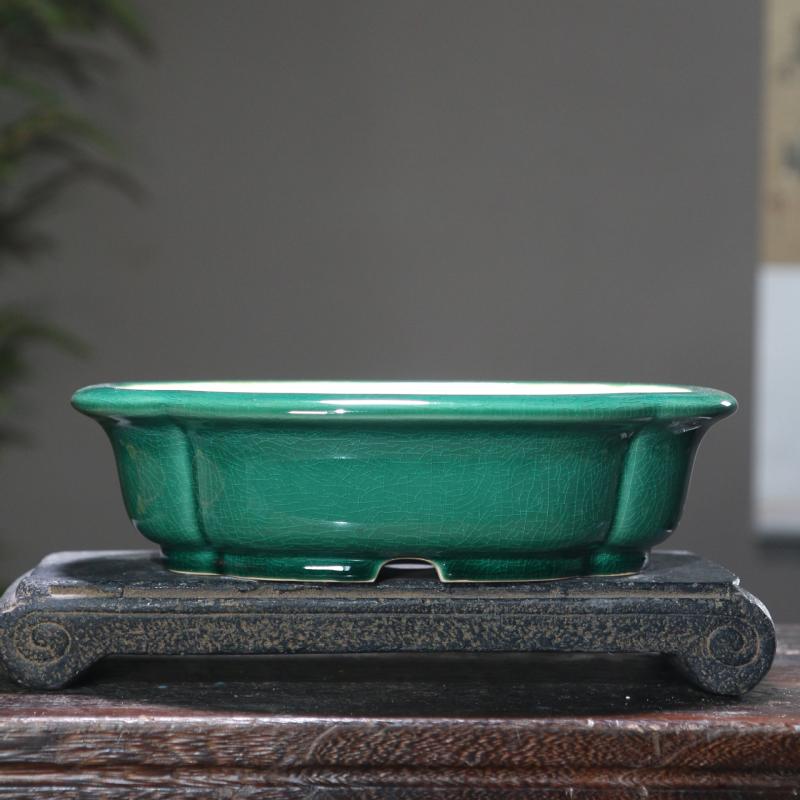 花瓶 陶器 盆栽鉢 植木鉢 海棠 木瓜型 中国風 古典 卓上 透気性 盆栽2