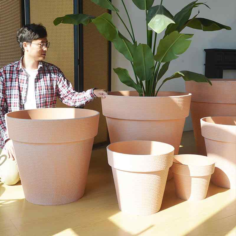 植木鉢 大号サイズ 北欧風 庭 ガーデニング 観葉植物 寄せ植え 鉢 プランター 赤 陶器色 プラスチック製 丈夫 園芸 オフィス ホテル
