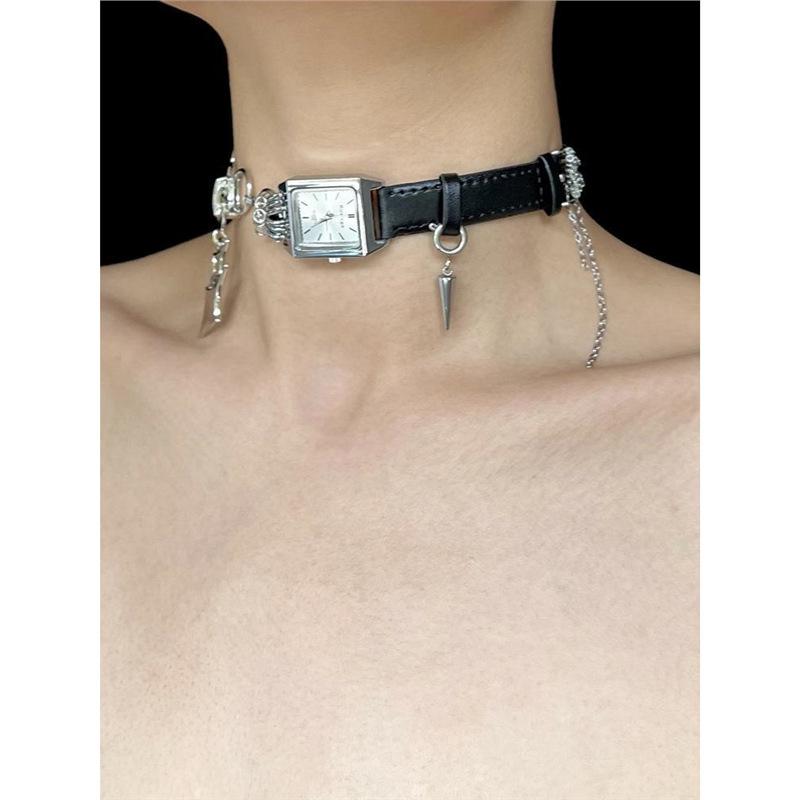 ネックレス 男性用 Y2K パンク チョーカー 時計 チタン鋼 チェーン かわいい おしゃれ アクセサリー