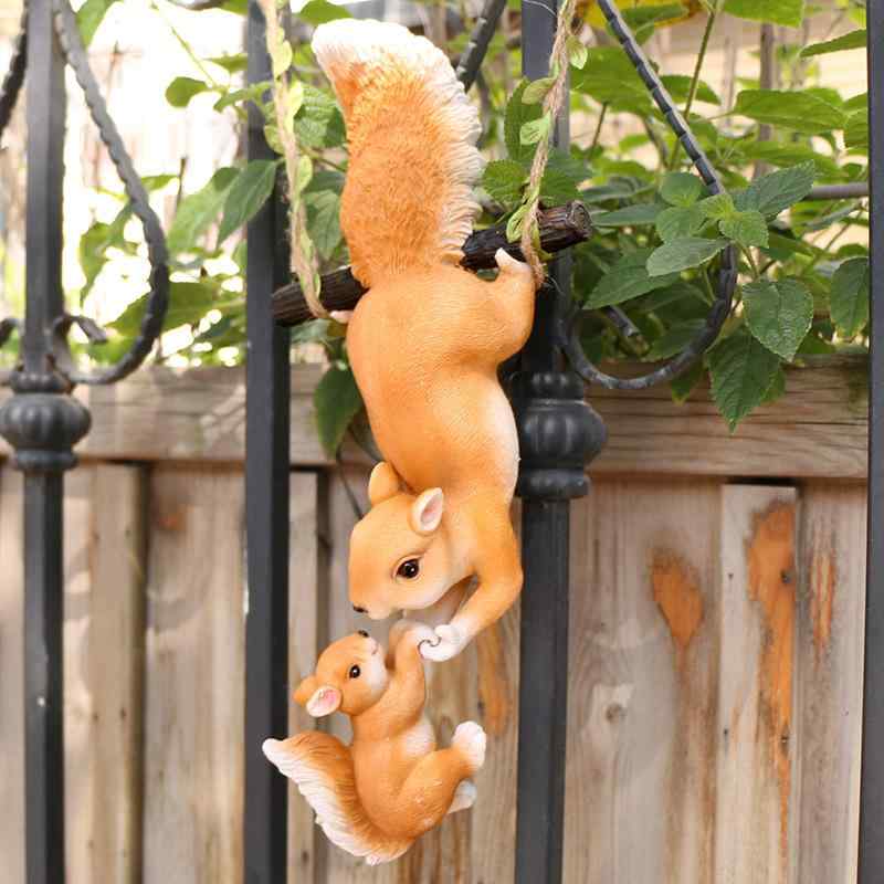ガーデニング雑貨 置物 オブジェ 動物 リス ウサギ 親子 樹脂 DIY 庭 園芸 飾り かわいい エクステリア2