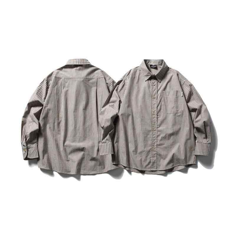 シャツ メンズ 長袖 ストライプ コットン 開襟シャツ 男性用 トップス カジュアルシャツ レトロ