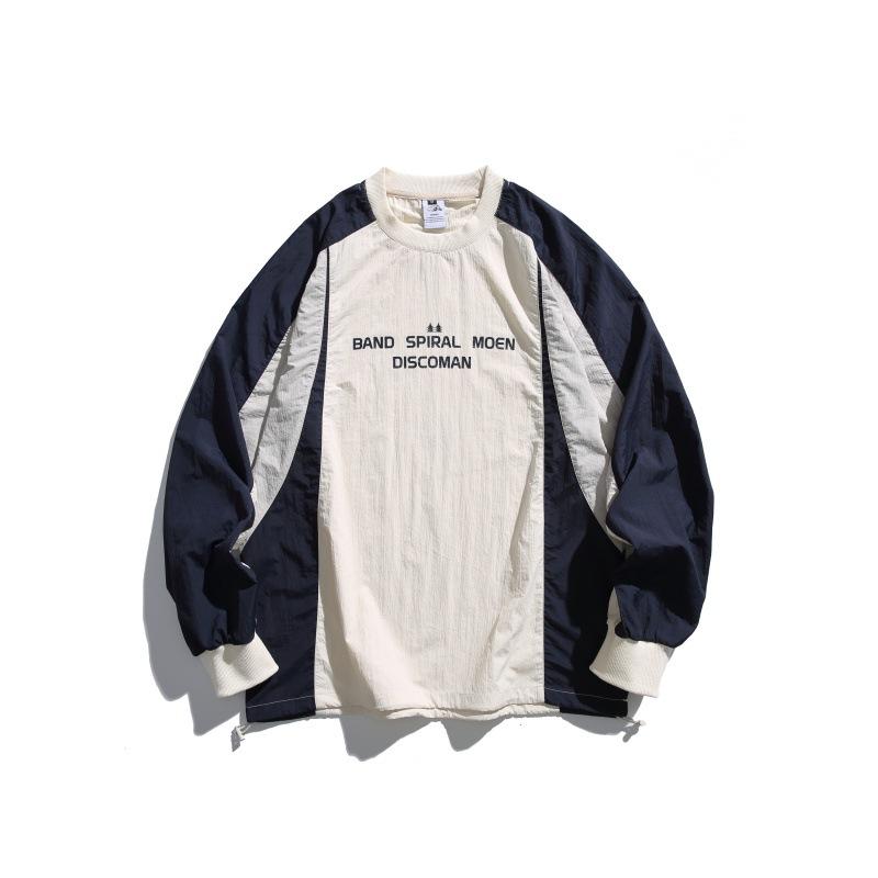 Tシャツ 男性用 レトロ 配色 切り替え アウトドア 接触冷感 吸湿速乾 長袖 トップス 綿 白色2