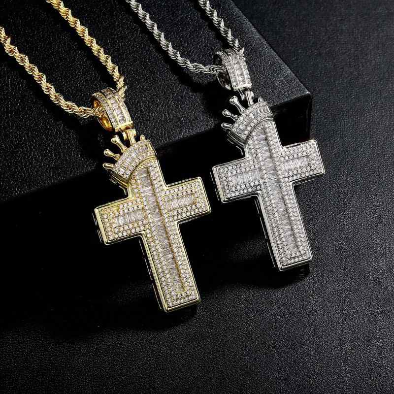 ネックレス メンズ レディース 幾何学型 クロス 十字架 ペンダント ラッキーアイテム 14K ゴールド シルバー 麻の葉模様 あずきチェーン B系 HIPHOP ヒップホップ 幾何学模様 アクセサリー