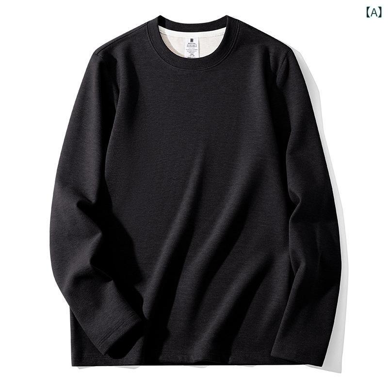 Tシャツ 男性用 秋冬 羊毛 桑蚕? 裏起毛 あったか インナー 長袖 カットソー 修身 無地 トップス ストレッチ 伸縮性 保温性 肌着 ブラック ホワイト グレー ネイビー ブラウン ベージュ カーキ