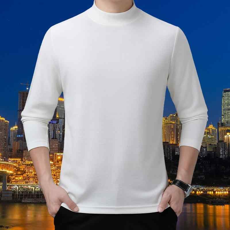 Tシャツ メンズ 男性用 POLOシャツ トップス カットソー 長袖 無地 春秋 薄手 羊毛 ウール 伸縮性 通気性 紳士服 ビジネス カジュアル インナー ミドルエイジ ブラック 黒 ブラウン 茶色 グレー