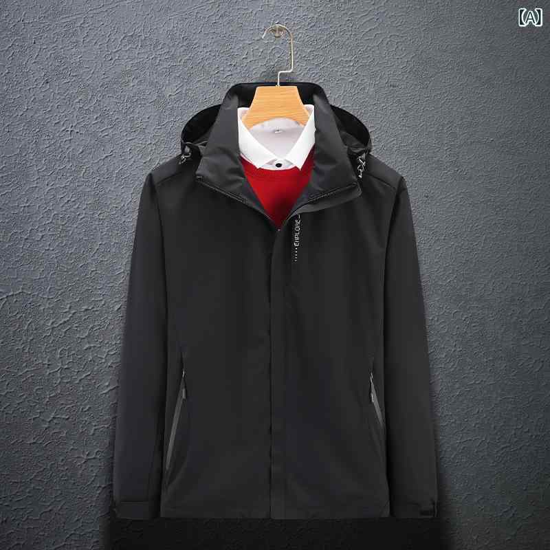 マウンテンパーカー 男性用 春秋 薄手 耐摩耗 ジャケット アウトドア 登山服 アウター 女性用 ペアルック ブラック グレー2