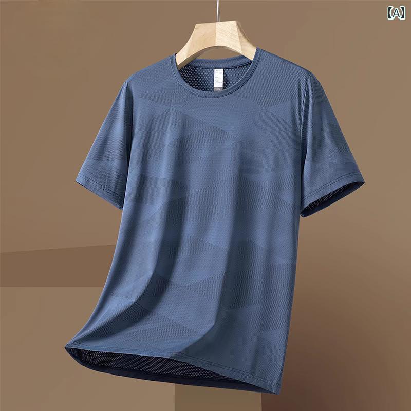Tシャツ 男性用 迷彩柄 半袖 薄手 ラウンドネック 速乾性 スポーツウェア ルームウェア 普段使い グレー ブラック ホワイト カーキ ネイビー グリーン ポリエステル