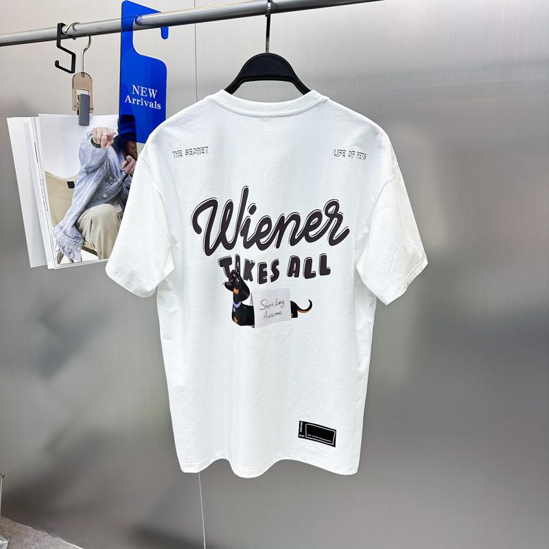 Tシャツ 男性用 半袖 コットン 街着 アルファベット柄 ルーズ 通気性 吸湿速乾 ホワイト