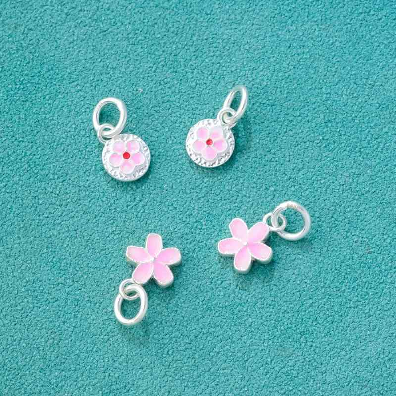 ネックレス レディース ピンク 桃花 シルバー999 ペンダントトップ ドロップDIY 実心 新中式 スタイル2