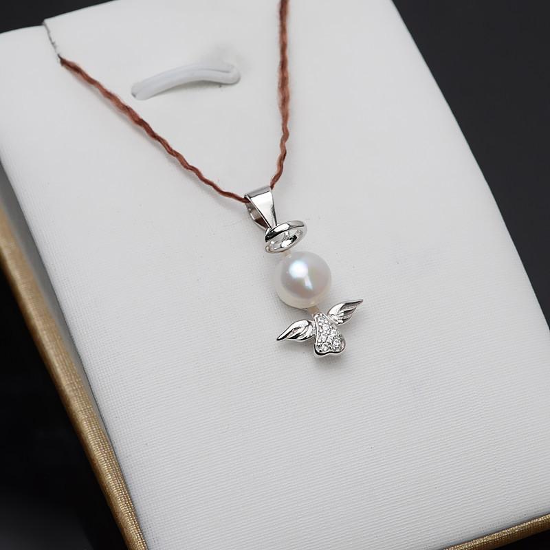 ネックレス レディース シルバー925 パール ペンダントトップ 天使 モチーフ DIY アクセサリー パーツ プラチナ ゴールド 電気メッキ加工 上品