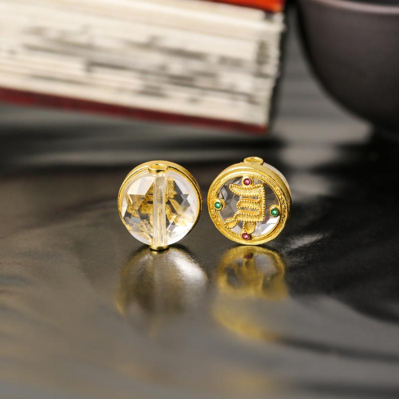 ネックレス ペンダントトップ 白水晶 六字真言 シルバー925 電気メッキ加工 DIY 手作り 手芸 パーツ 小さめ 小振り 小さい 浄化 開運 ラッキーアイテム