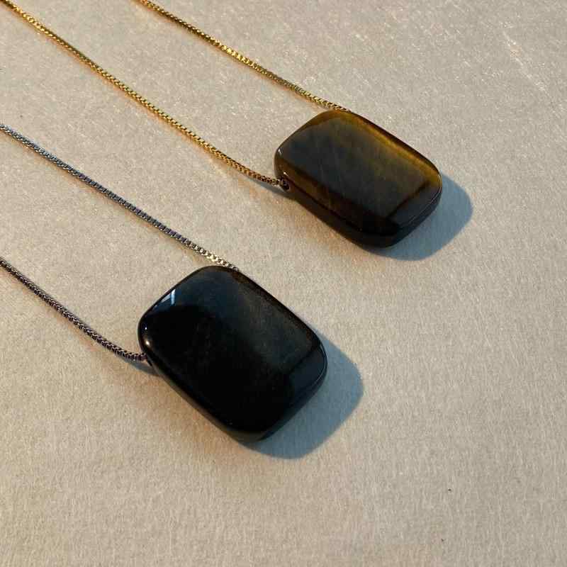 ネックレス レディース 虎目石 黒曜石 ペンダント 大ぶり 秋冬 レトロ 高級感 ロングネックレス 真石 銅