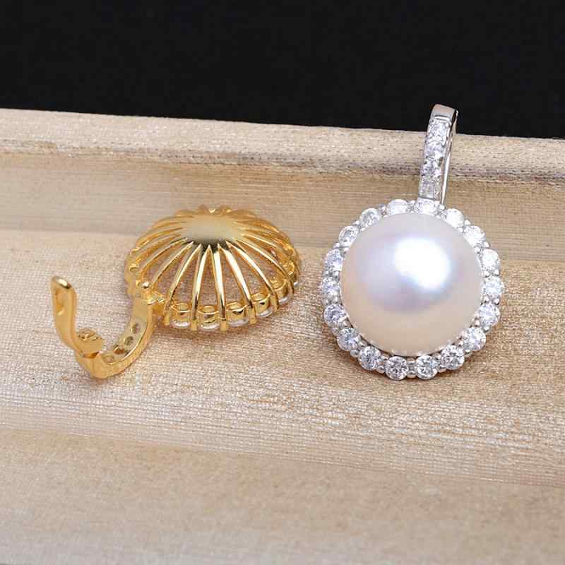 ネックレス レディース S925 シルバー ペンダントトップ 空枠 DIY アクセサリー パーツ 太陽 花 パール ジルコニア 電気メッキ加工 8mm 10mm 12mm